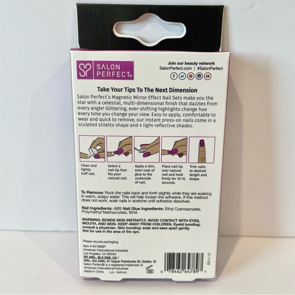 Salon Perfect Magnetic Mirror Effect Press-On Nails - Deep Purple 30 pc - Picture 2 of 3